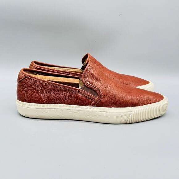 Frye Shoes Mens 8.5 Brown Leather Slip On Casual Sneaker Loafer Low Top Comfort